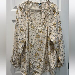Old Navy White and Yellow Floral Blouse